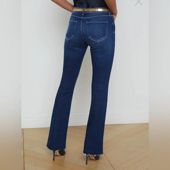 Like New L’agence Sneeki Raw Hem Straight Leg Jeans Beacon Size 23 - Picture 3 of 13